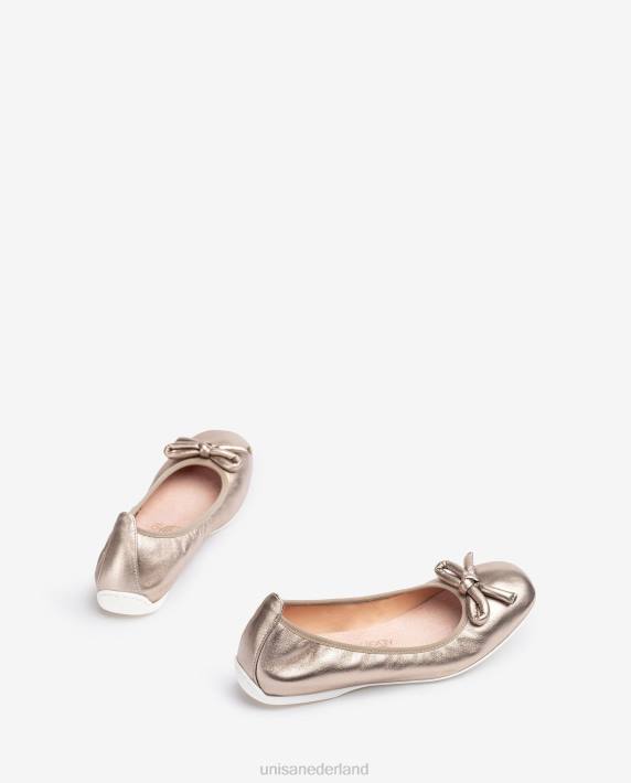 Unisa 02B0644 Ballerina met metallic effect en strik vrouwen bronzen