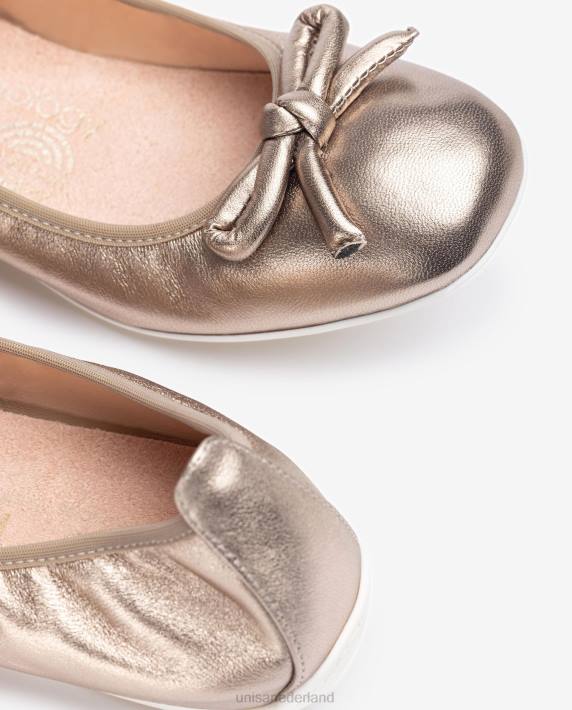 Unisa 02B0644 Ballerina met metallic effect en strik vrouwen bronzen