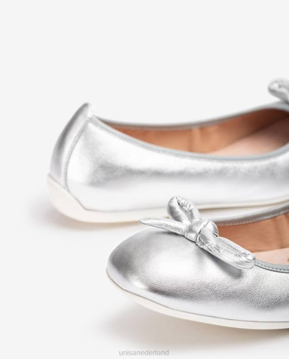 Unisa 02B0645 Ballerina met metallic effect en strik vrouwen zilver