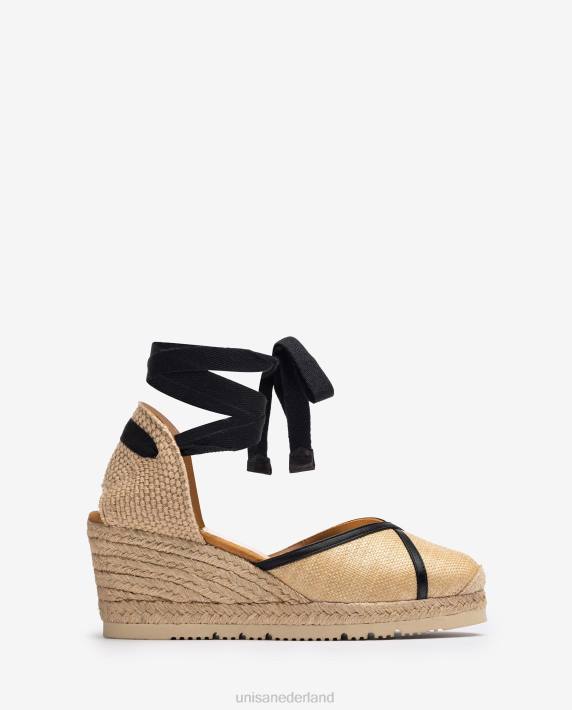 Unisa 02B01320 espadrille gemaakt van raffia en leer vrouwen bevallig