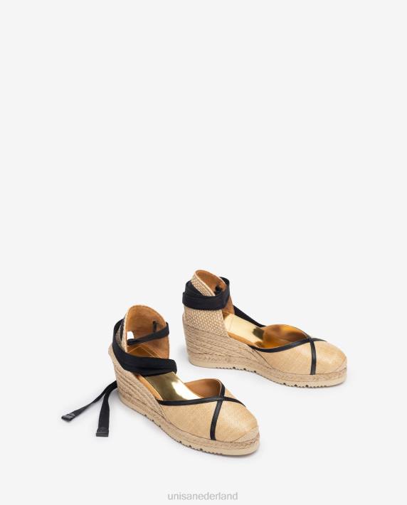 Unisa 02B01320 espadrille gemaakt van raffia en leer vrouwen bevallig