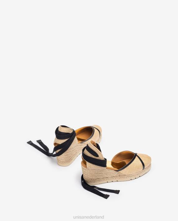Unisa 02B01320 espadrille gemaakt van raffia en leer vrouwen bevallig