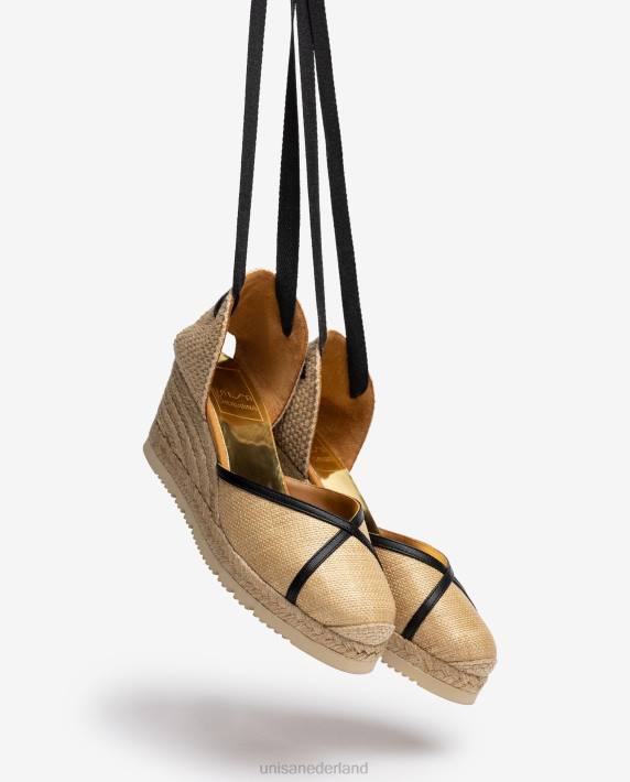 Unisa 02B01320 espadrille gemaakt van raffia en leer vrouwen bevallig