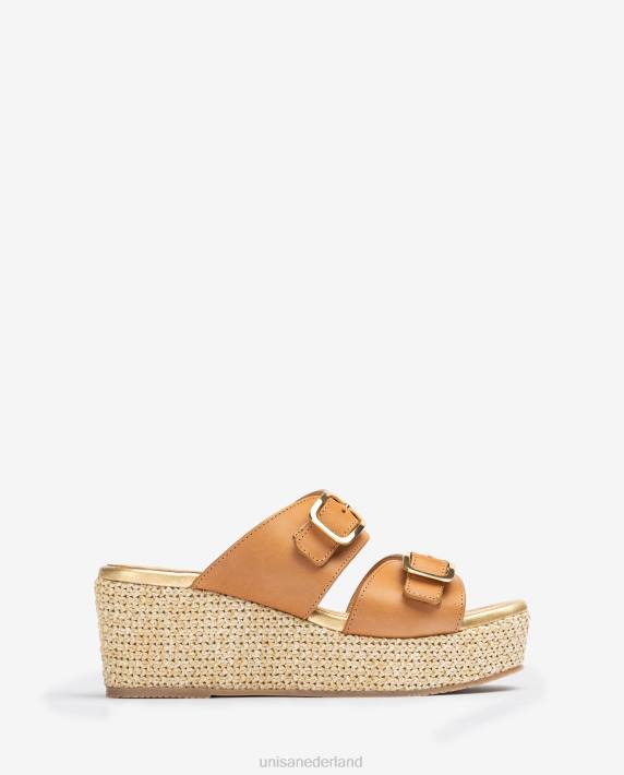 Unisa 02B0148 sandaaltje met bandjes en gesp vrouwen bruin