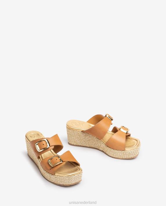 Unisa 02B0148 sandaaltje met bandjes en gesp vrouwen bruin
