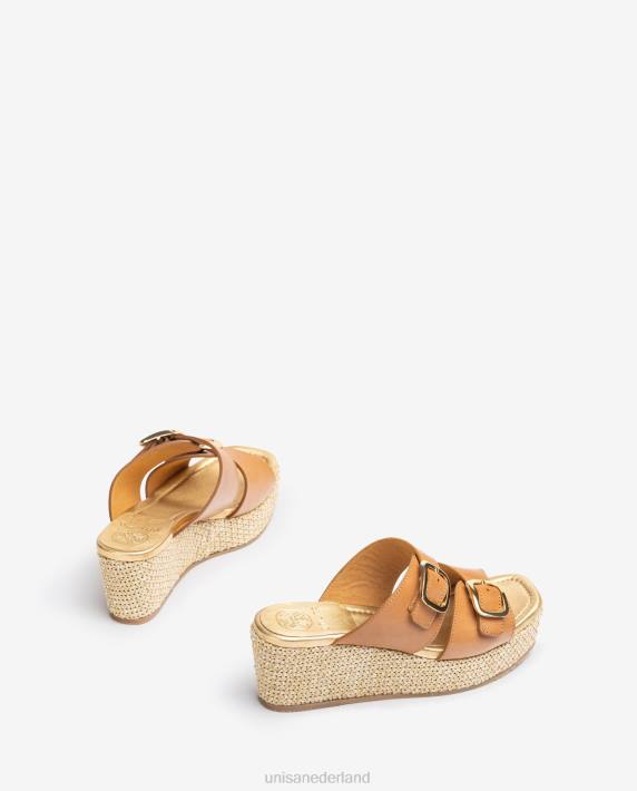 Unisa 02B0148 sandaaltje met bandjes en gesp vrouwen bruin