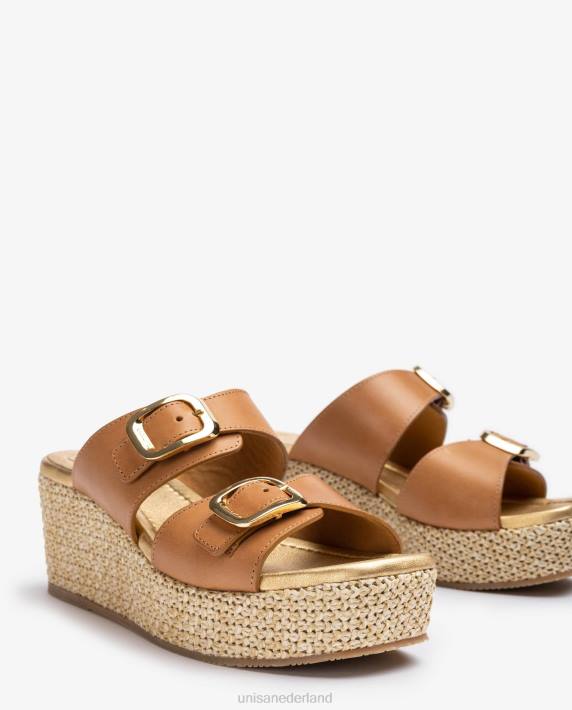 Unisa 02B0148 sandaaltje met bandjes en gesp vrouwen bruin