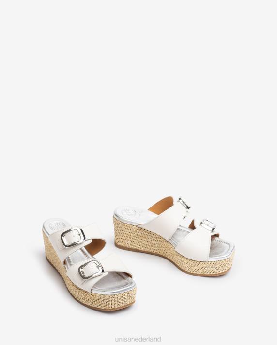 Unisa 02B0149 sandaaltje met bandjes en gesp vrouwen wit