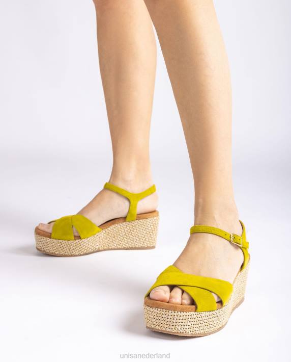 Unisa 02B0165 sandaal met blokhak van raffia vrouwen groente