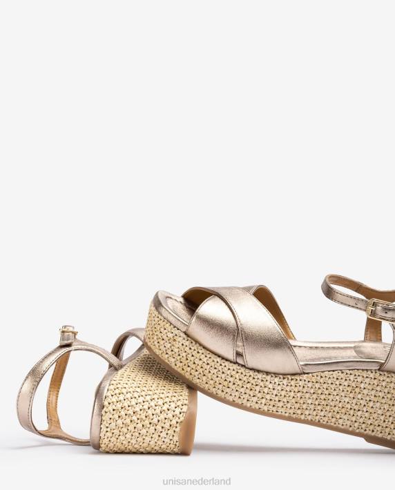 Unisa 02B0166 sandaal met blokhak van raffia vrouwen bevallig