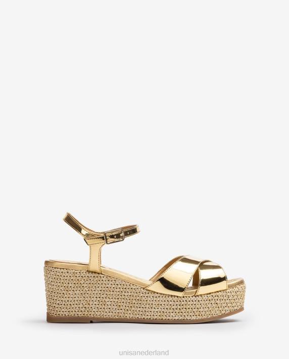 Unisa 02B0168 sandaal met blokhak van raffia vrouwen bevallig