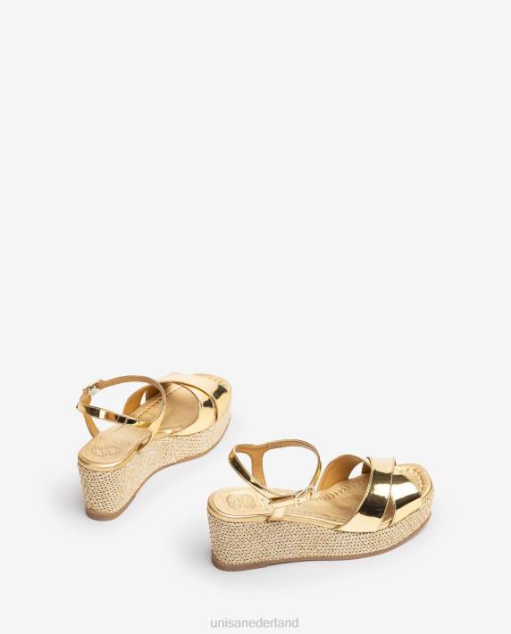 Unisa 02B0168 sandaal met blokhak van raffia vrouwen bevallig