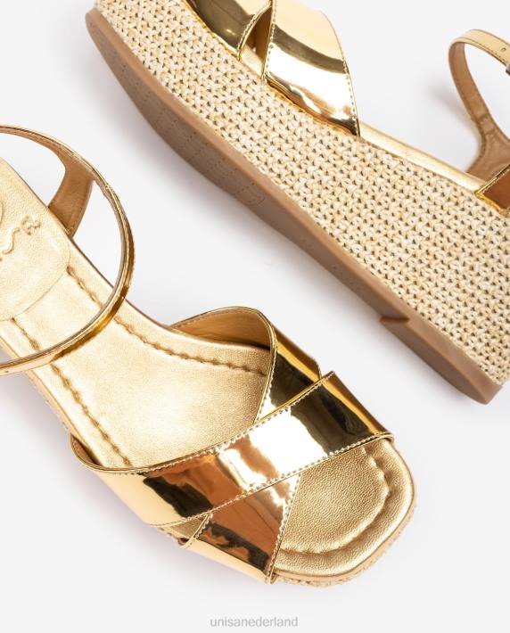Unisa 02B0168 sandaal met blokhak van raffia vrouwen bevallig