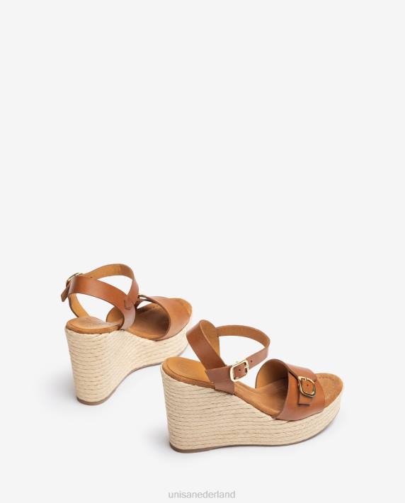 Unisa 02B0190 hoge sleehak sandaal vrouwen bruin