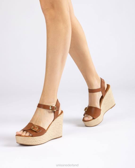 Unisa 02B0190 hoge sleehak sandaal vrouwen bruin