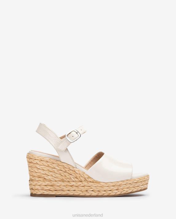 Unisa 02B0299 brede vamp en jute sandaal vrouwen wit