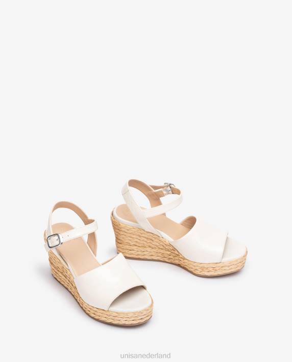 Unisa 02B0299 brede vamp en jute sandaal vrouwen wit