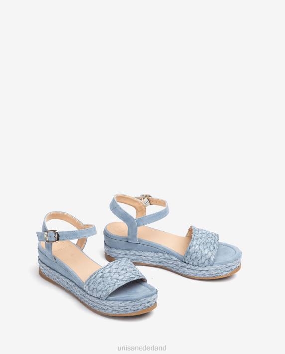 Unisa 02B0324 bijpassende kleur jute en suède sandaal vrouwen blauw