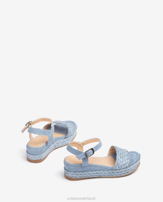 Unisa 02B0324 bijpassende kleur jute en suède sandaal vrouwen blauw