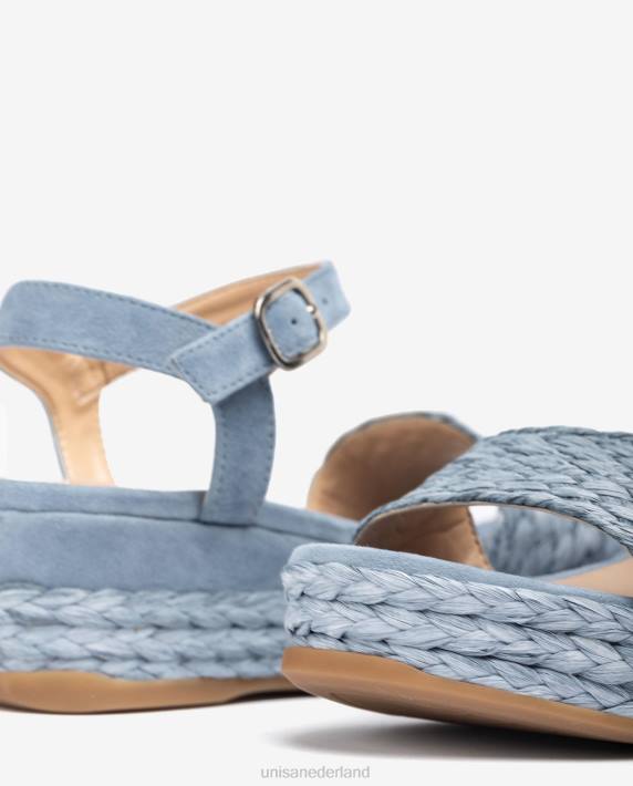 Unisa 02B0324 bijpassende kleur jute en suède sandaal vrouwen blauw