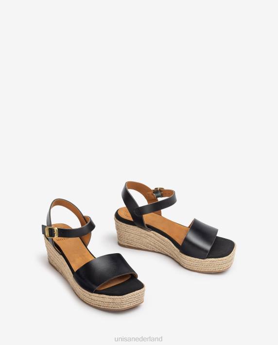 Unisa 02B0330 jute blok sandaal vrouwen zwart