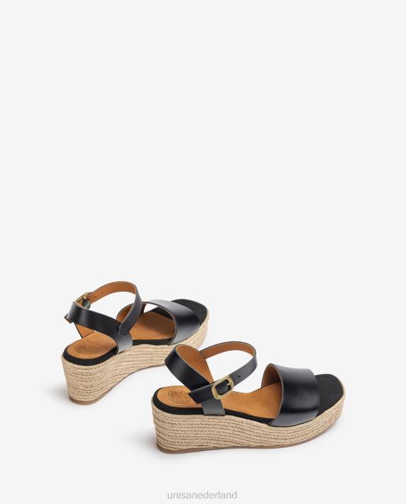 Unisa 02B0330 jute blok sandaal vrouwen zwart