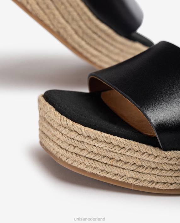 Unisa 02B0330 jute blok sandaal vrouwen zwart