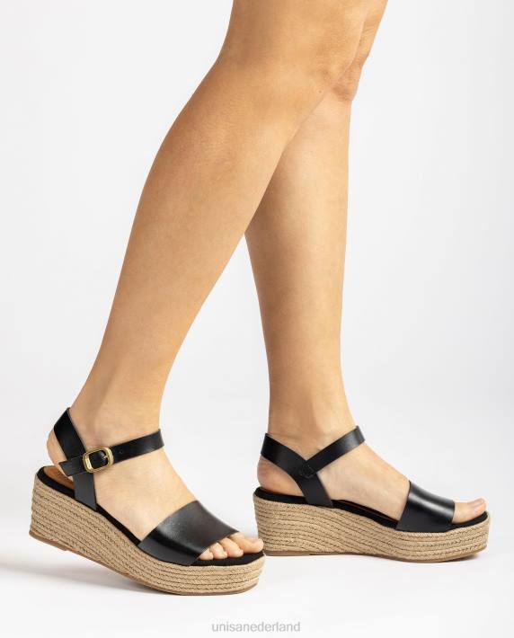 Unisa 02B0330 jute blok sandaal vrouwen zwart