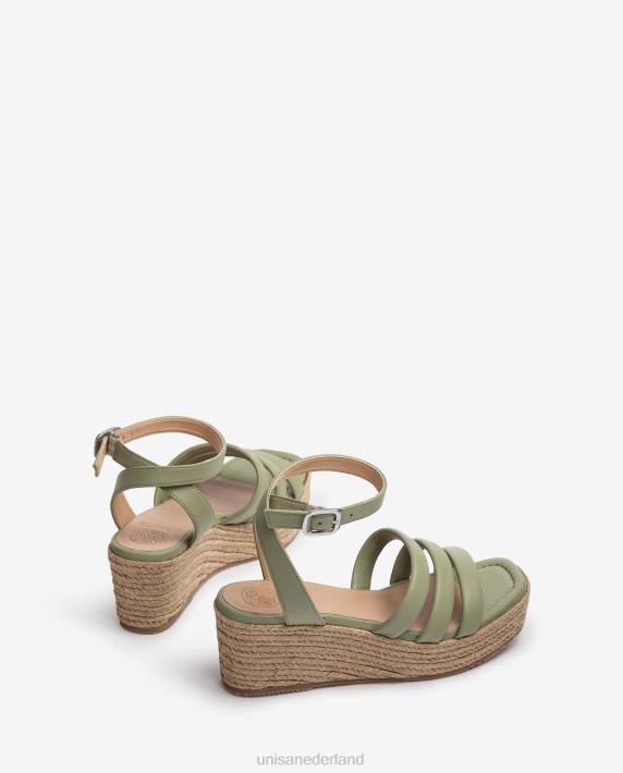 Unisa 02B0369 Sandalen met bandjes en vierkante neus vrouwen groente