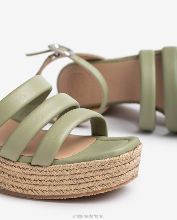 Unisa 02B0369 Sandalen met bandjes en vierkante neus vrouwen groente