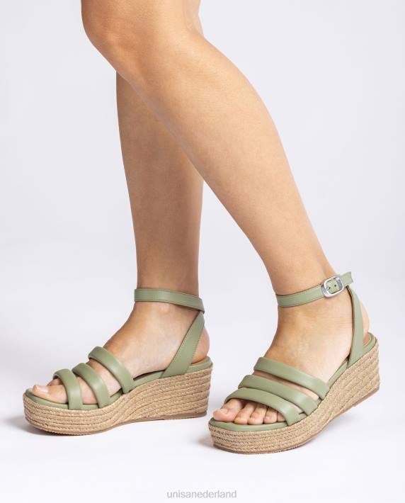 Unisa 02B0369 Sandalen met bandjes en vierkante neus vrouwen groente