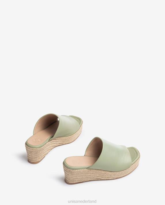 Unisa 02B0383 Sandalen met sleehak en vierkante neus vrouwen groente