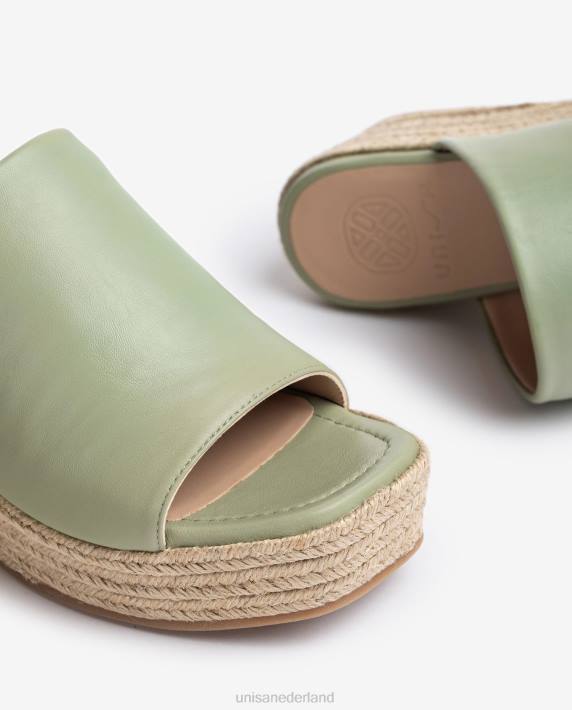 Unisa 02B0383 Sandalen met sleehak en vierkante neus vrouwen groente