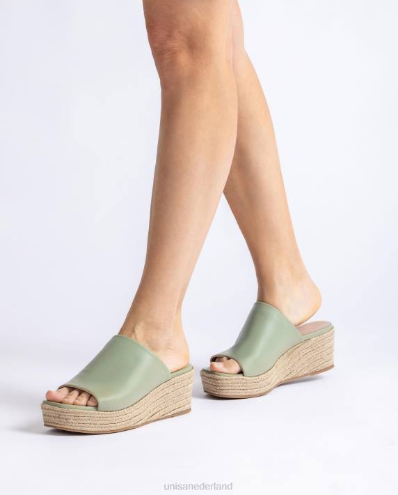 Unisa 02B0383 Sandalen met sleehak en vierkante neus vrouwen groente