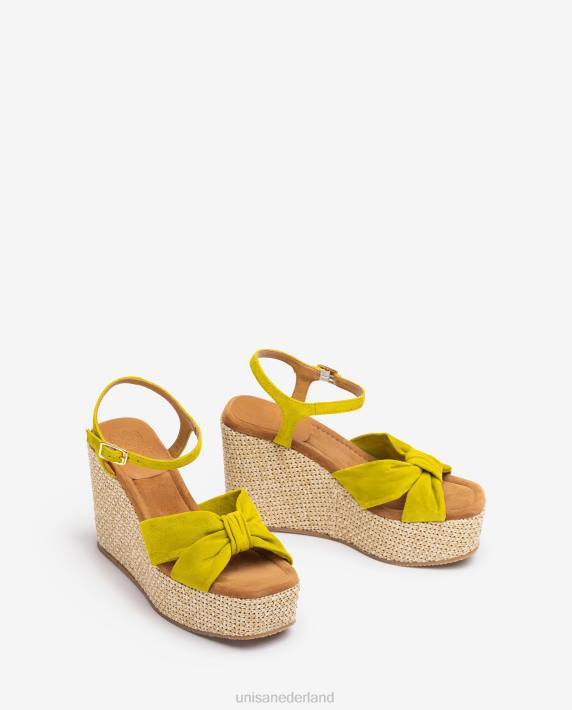 Unisa 02B0459 hoge sleehaksandaal met geknoopte rand vrouwen groente