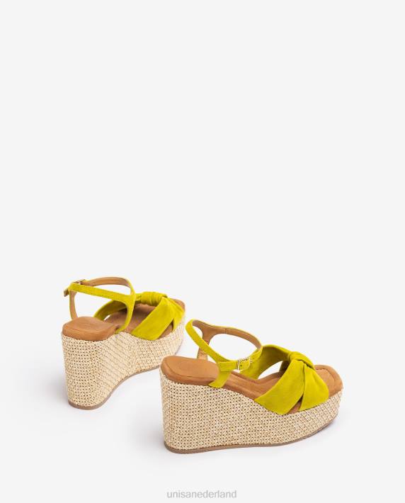 Unisa 02B0459 hoge sleehaksandaal met geknoopte rand vrouwen groente