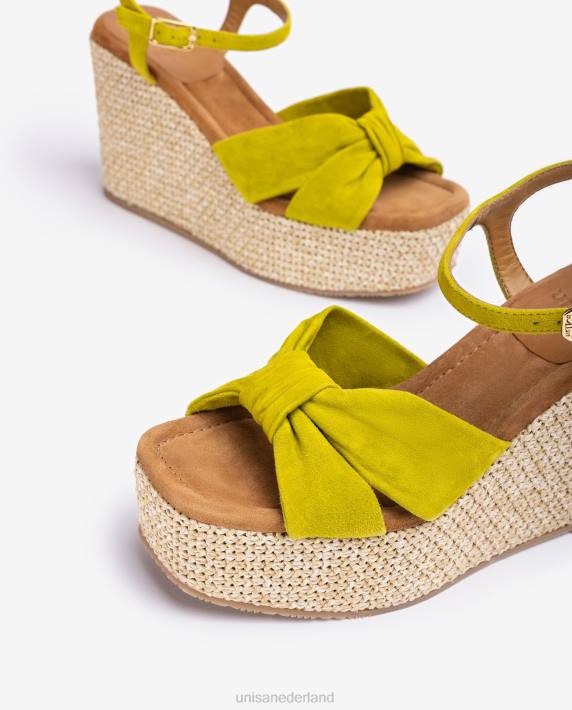 Unisa 02B0459 hoge sleehaksandaal met geknoopte rand vrouwen groente