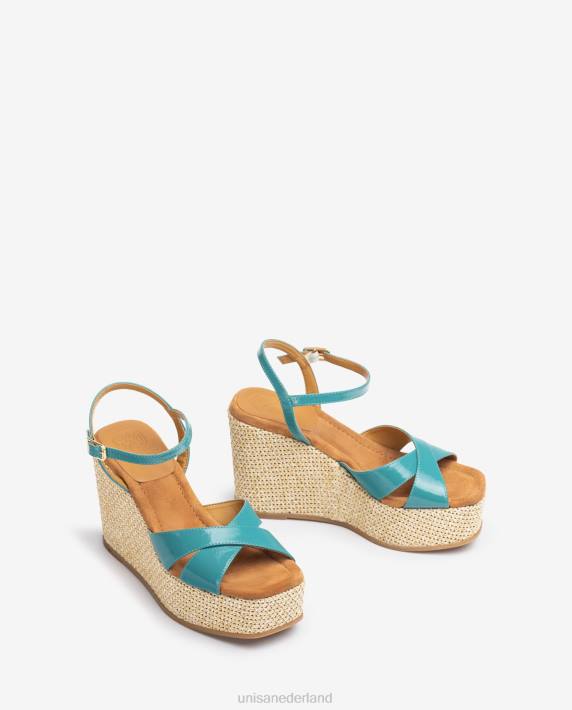 Unisa 02B0460 sandaal van raffia met hoge sleehak vrouwen bevallig