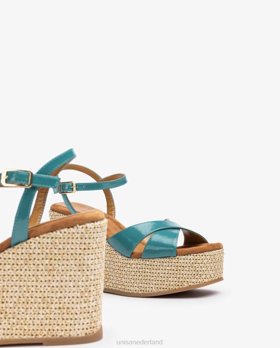 Unisa 02B0460 sandaal van raffia met hoge sleehak vrouwen bevallig