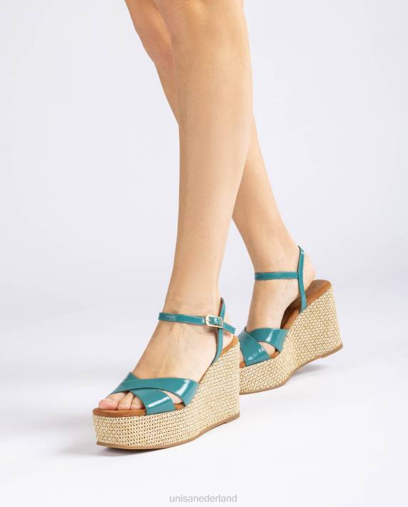 Unisa 02B0460 sandaal van raffia met hoge sleehak vrouwen bevallig