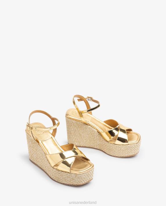 Unisa 02B0461 sandaal van raffia met hoge sleehak vrouwen bevallig
