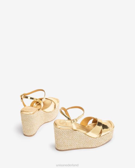 Unisa 02B0461 sandaal van raffia met hoge sleehak vrouwen bevallig