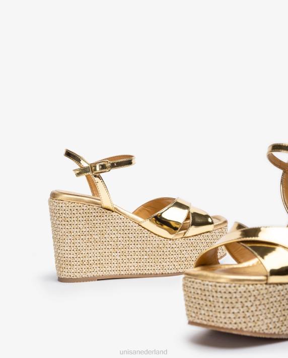 Unisa 02B0461 sandaal van raffia met hoge sleehak vrouwen bevallig
