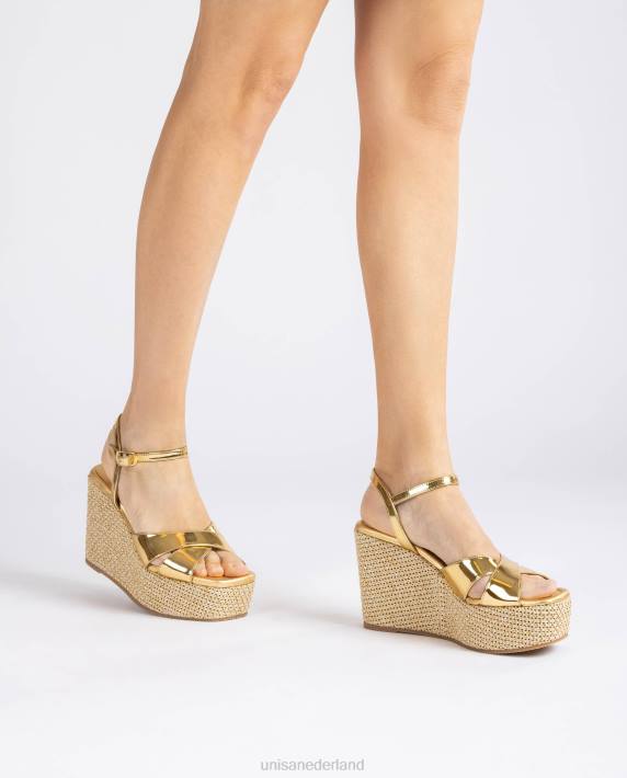 Unisa 02B0461 sandaal van raffia met hoge sleehak vrouwen bevallig