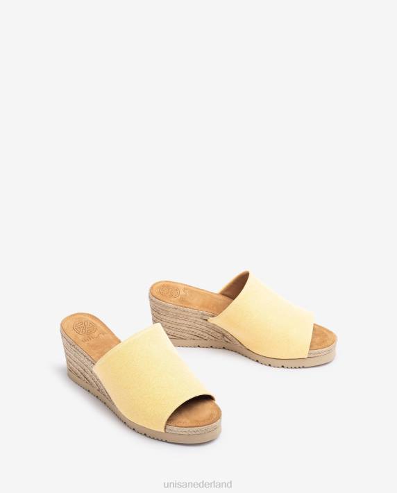 Unisa 02B0465 muiltje met een jute sleehak vrouwen geel