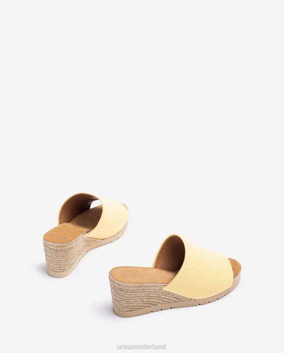 Unisa 02B0465 muiltje met een jute sleehak vrouwen geel