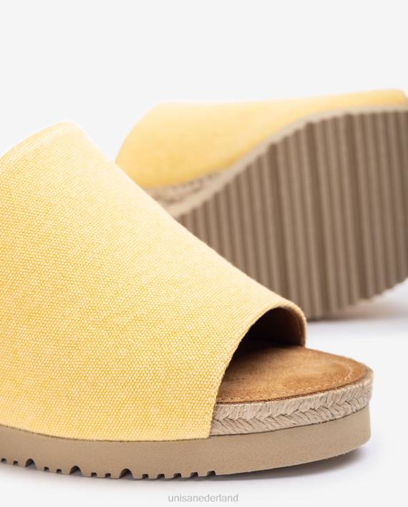 Unisa 02B0465 muiltje met een jute sleehak vrouwen geel