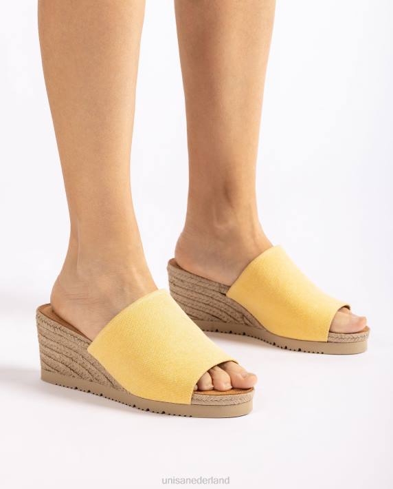 Unisa 02B0465 muiltje met een jute sleehak vrouwen geel