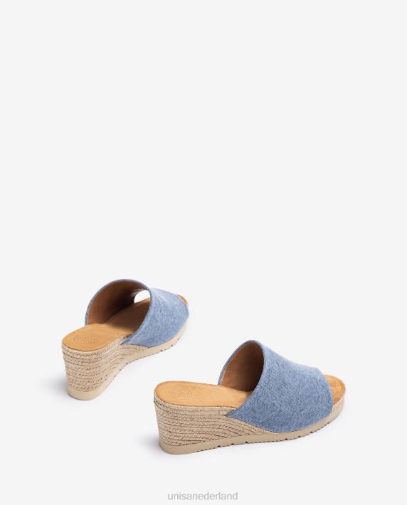 Unisa 02B0467 muiltje met een jute sleehak vrouwen blauw