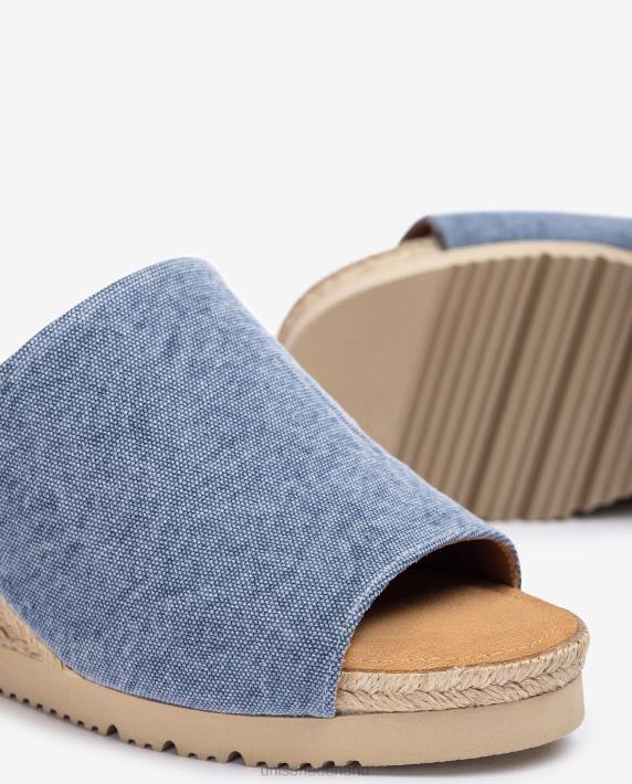Unisa 02B0467 muiltje met een jute sleehak vrouwen blauw